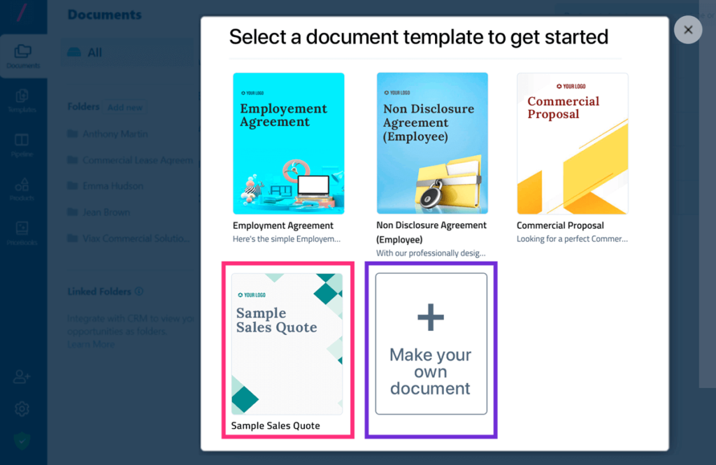 Pick the right template based on your business process stage from Revv's template library.
