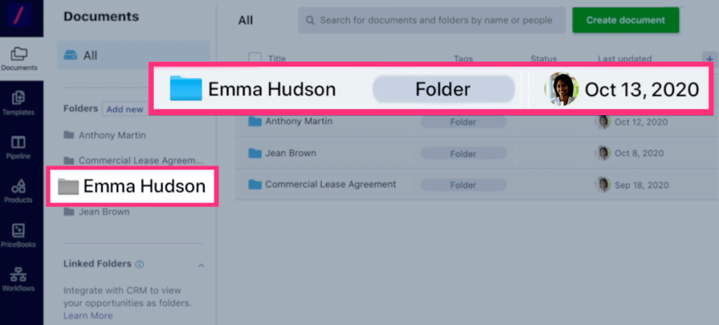 With CRM integration, Revv automatically creates a folder item with a sales quote when a new lead is added to the CRM. 