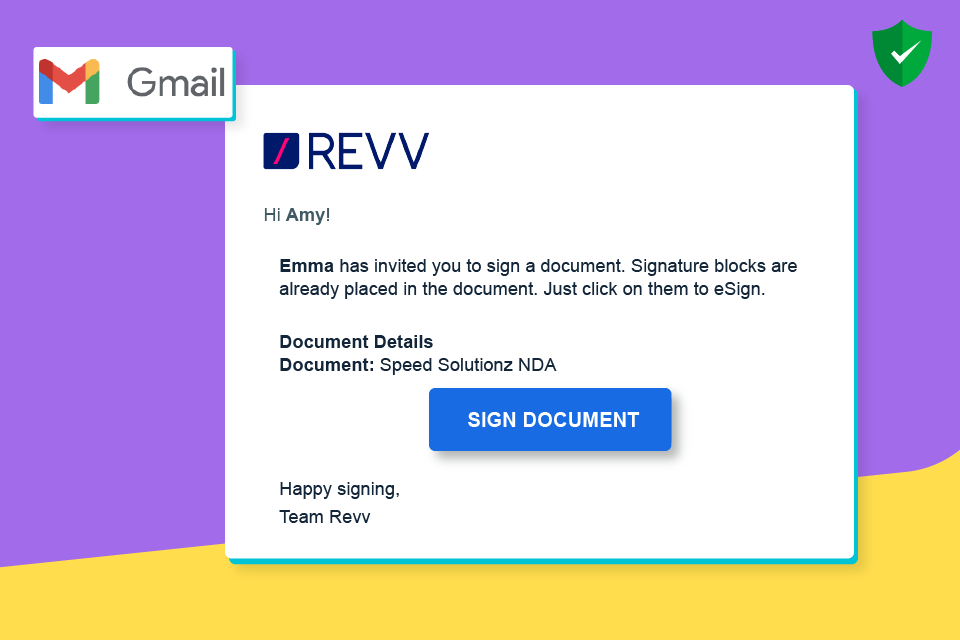 Documents sent through Revv can be accessed and signed by the recipients without logging into Revv.